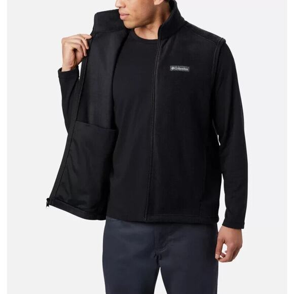 Columbia Full Zip Steens Mountain Fleece Vest Men's L Black Breathable Warmth - Picture 2 of 7